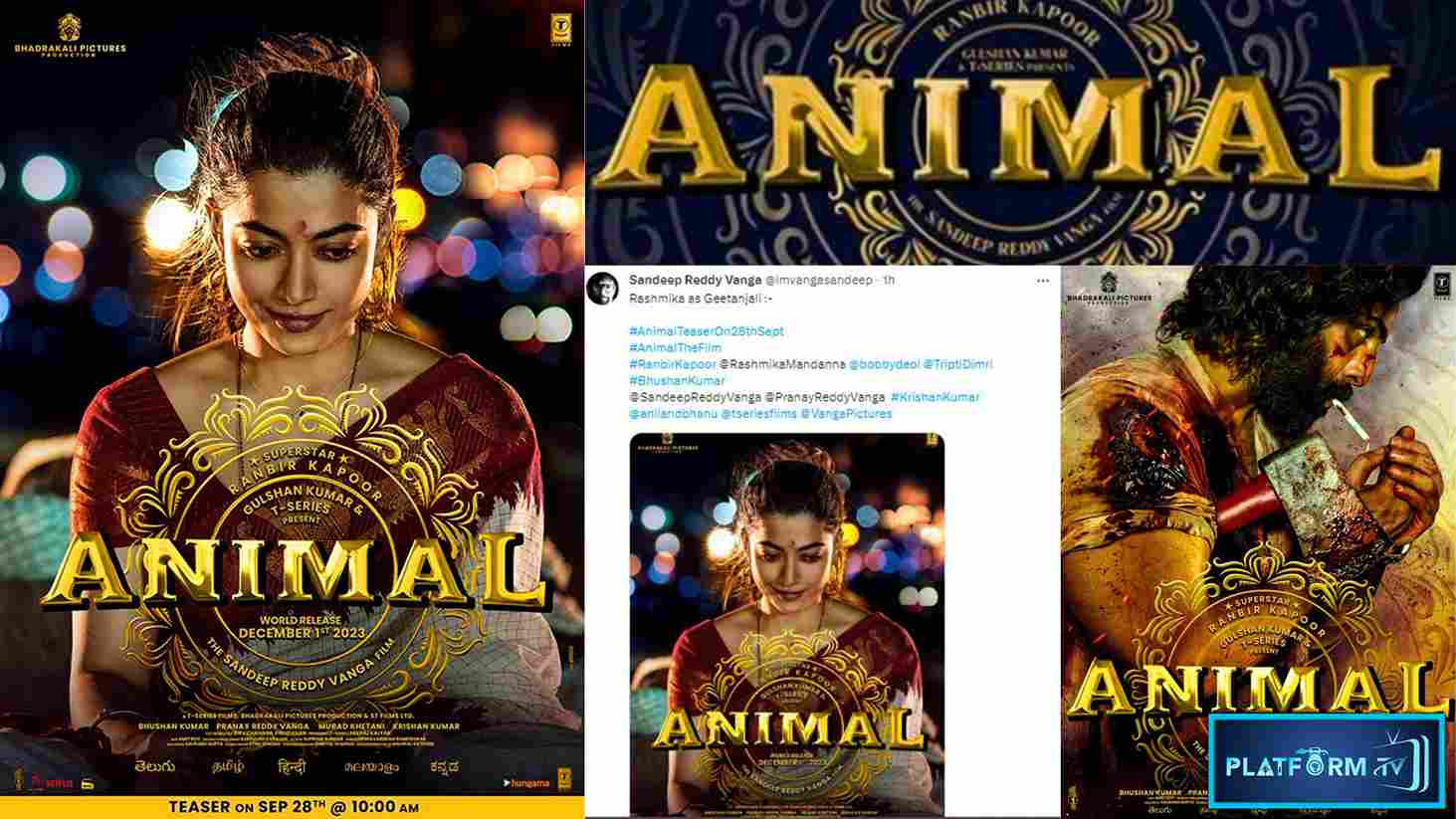 Animal Movie Rashmika First Look - Platform Tamil