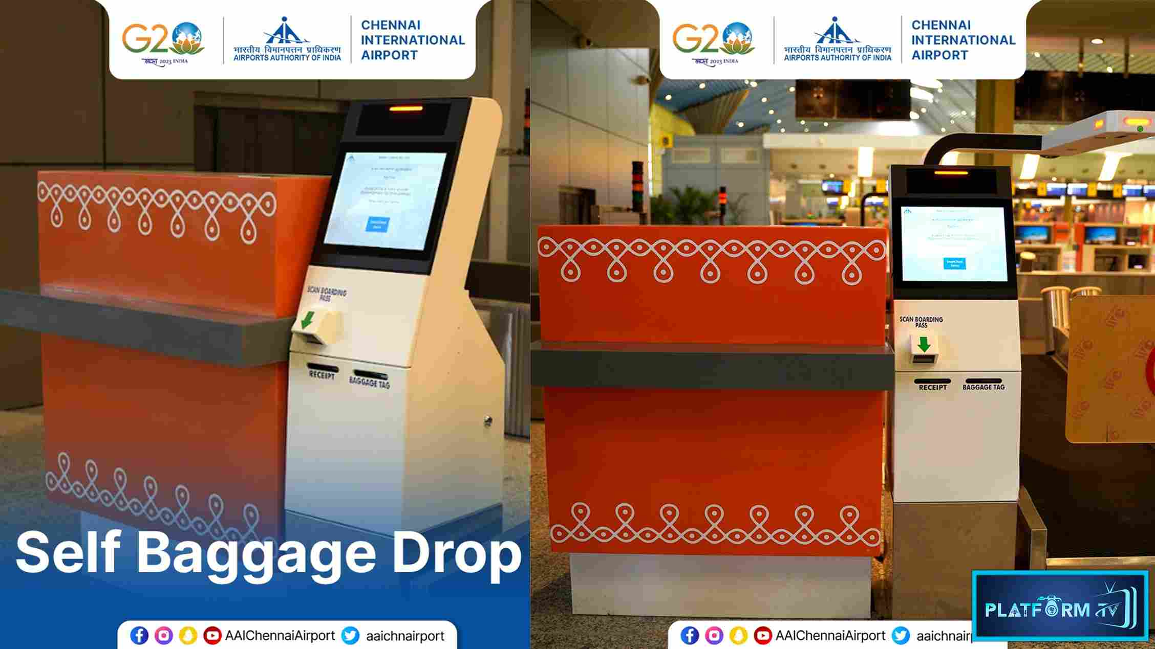 Self Baggage Drop Facility launch at Chennai Airport - Platform Tamil