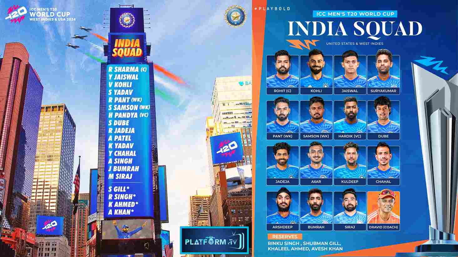 T20 WorldCup 2024 India Squad - Platform Tamil